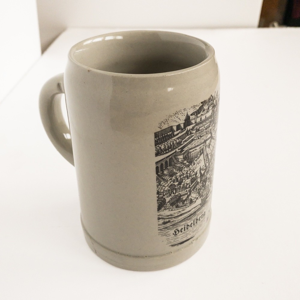 Wick-Werke Beer Stein Unisex 0.5L Grey Heidelberg Cityscape Stoneware